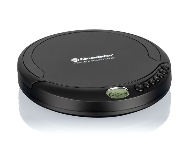 Roadstar pcd-498nmp/bk discman reproductor cd-mp3 portátil con auriculares incluidos, función antichoque pantalla lcd, , negro