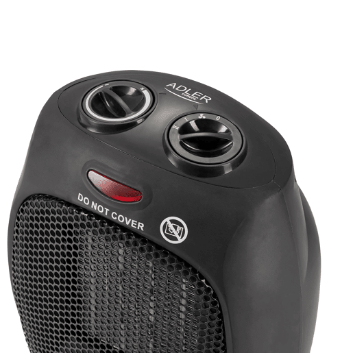 Adler AD 7702 Aquecedor Termoventilador Cerâmico Portátil PTC, 2 Níveis de Potência, Termóstato, Ar Frio  Quente, 1500, Preto