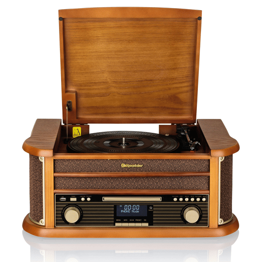 Roadstar HIF1993DBT Tocadiscos de Vinilo Vintage Rádio DABDAB+FM Leitor de CD-MP3 Cassetes, Bluetooth, USB, , Madeira
