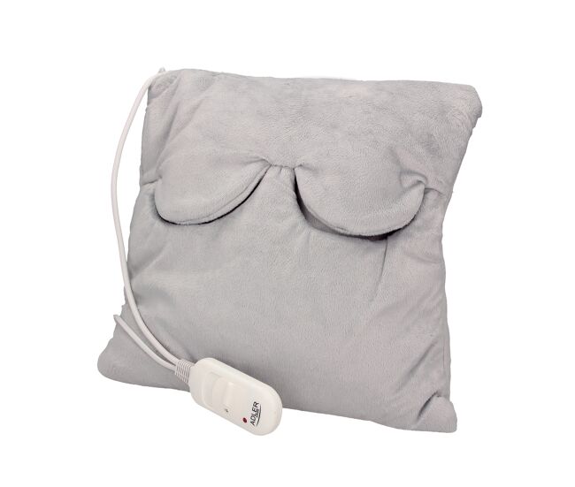 Adler ad 7403 cojín eléctrico calor, 38x38 cm, cervicales, cuello, espalda, lumbar, 2 niveles temperatura, lavable, 80 , blanco/gris