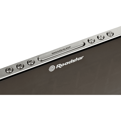 Roadstar CLR-2615 Rádio Despertador FM PLL, 2 Alarmes, Visor LCD grande, Função Soneca, Temporizador, Extra Plano, , Prata negra