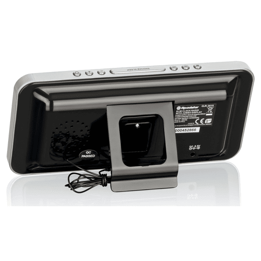 Roadstar CLR-2615 Rádio Despertador FM PLL, 2 Alarmes, Visor LCD grande, Função Soneca, Temporizador, Extra Plano, , Prata negra