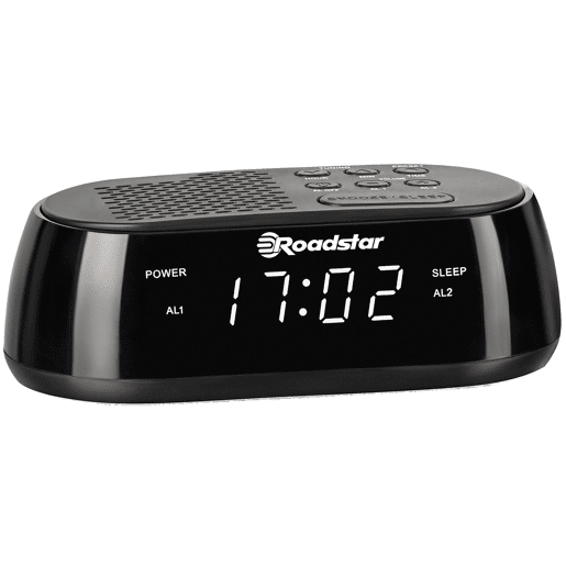 Roadstar CLR-2477 Despertador Digital, Porta USB de Carga Rápida, 2 Alarmes, Visor LCD Grande, Função Snooze, , Preto
