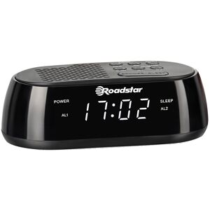 Roadstar CLR-2477 Despertador Digital, Porta USB de Carga Rápida, 2 Alarmes, Visor LCD Grande, Função Snooze, , Preto