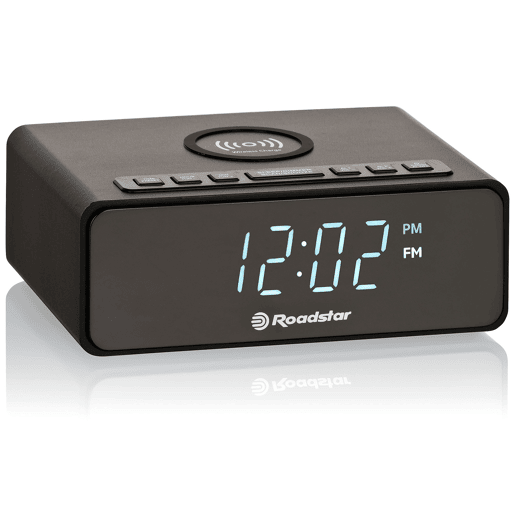Roadstar CLR-700 Qi Rádio Despertador FM PLL, Tecnologia de Carregador Sem Fios QI, 2 Alarmes, Visor LCD Grande, , Preto Roadstar CLR-700 Qi Rádio Despertador FM PLL, Tecnologia de Carregador Sem Fios QI, 2 Alarmes, Visor LCD Grande, , Preto