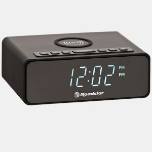 Roadstar CLR-700 Qi Rádio Despertador FM PLL, Tecnologia de Carregador Sem Fios QI, 2 Alarmes, Visor LCD Grande, , Preto