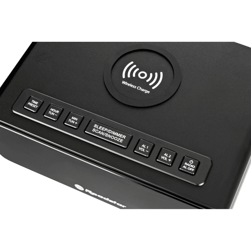 Roadstar CLR-700 Qi Rádio Despertador FM PLL, Tecnologia de Carregador Sem Fios QI, 2 Alarmes, Visor LCD Grande, , Preto Roadstar CLR-700 Qi Rádio Despertador FM PLL, Tecnologia de Carregador Sem Fios QI, 2 Alarmes, Visor LCD Grande, , Preto
