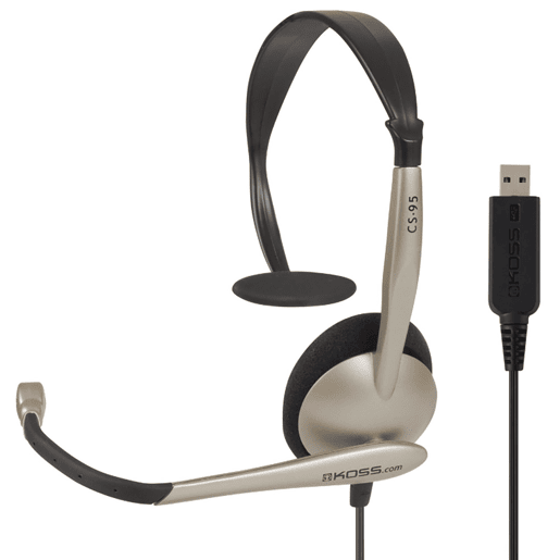 KOSS CS95 USB Auricular com Fio USB e Microfone com Cancelador de Ruído, Auscultadores Mono para Videoconferência, , Bege