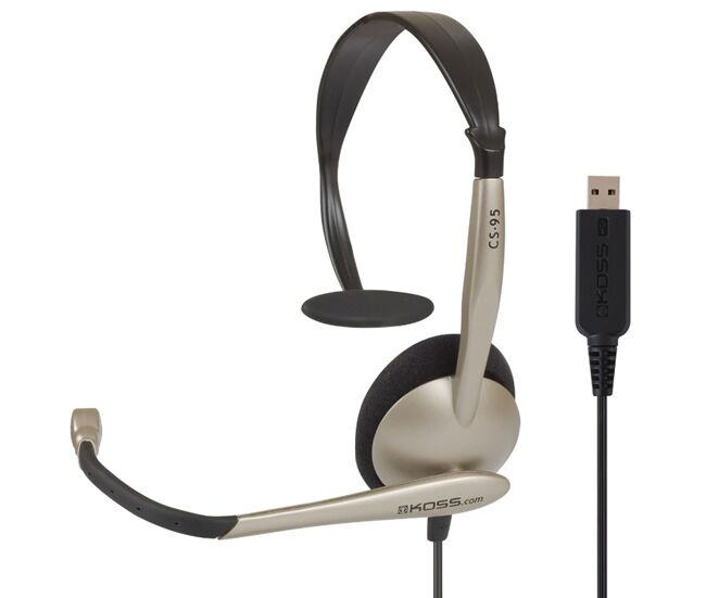 Koss cs95 usb auriculares con cable y micrófono con cancelación ruido, cascos de diadema monoaurales oficina, , beige