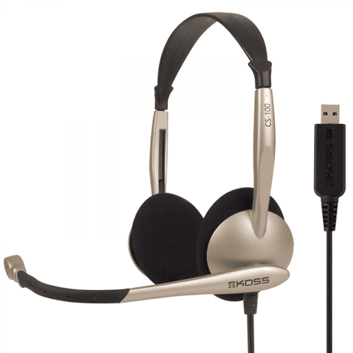 KOSS CS100 USB Auricular com Fio USB e Microfone com Cancelador de Ruído, Auscultadores para Videoconferência, , Bege