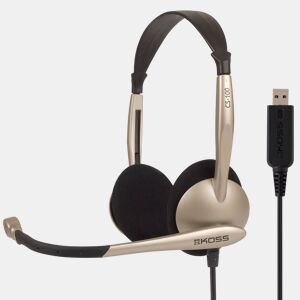 KOSS CS100 USB Auricular com Fio USB e Microfone com Cancelador de Ruído, Auscultadores para Videoconferência, , Bege