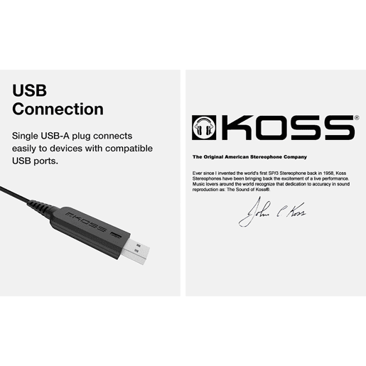 KOSS CS100 USB Auricular com Fio USB e Microfone com Cancelador de Ruído, Auscultadores para Videoconferência, , Bege