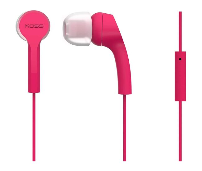 Koss keb9i auriculares con cable y micrófono cascos intraurales in ear de botón, earphones ligeros cómodos, , rosa