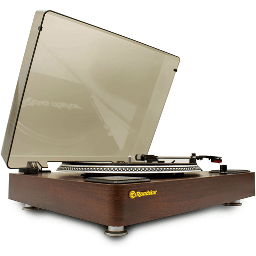 Roadstar TT-260SPK Gira-discos 3 Velocidades 334578 RPM, Altifalantes, RCA Audio Out, AUX IN, Auto Stop, Vintage, , Madeira