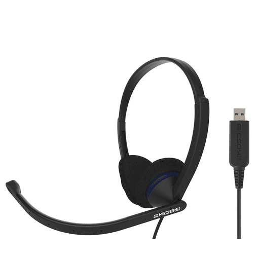 KOSS CS200 USB Auricular com Fio USB e Microfone com Cancelador de Ruído, Auscultadores para Videoconferência, , Preto