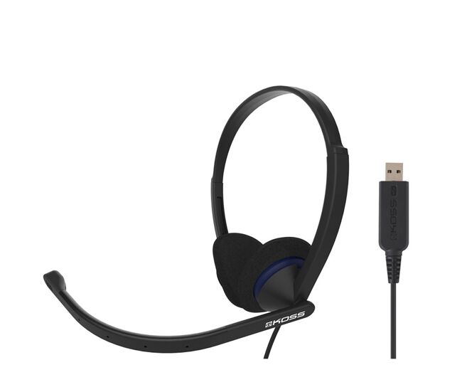 Koss cs200 usb auriculares con cable y micrófono con cancelación ruido cascos de diadema para videoconferencia, , negro