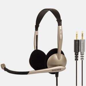 KOSS CS100 Auricular com Fio e Microfone com Cancelador de Ruído, Auscultadores para Videoconferência, , Bege