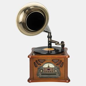 Roadstar HIF-1850TUMPK Gramofone de Madeira Vintage, Giradiscos de Vinil Vintage, Rádio AM FM, CD-MP3, Cassete, USB, , Maderia