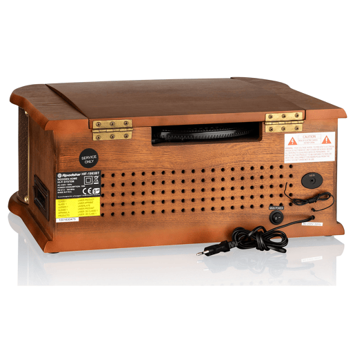Roadstar HIF-1993BT Gira-Discos Vintage 334578 rpm, Rádio FM, Leitor de CD-MP3, Cassetete, Bluetooth, USB, , Madeira