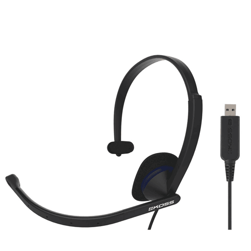 KOSS CS195 USB Auricular com Fio USB e Microfone com Cancelador de Ruído, Auscultadores Mono para Videoconferência, , Preto