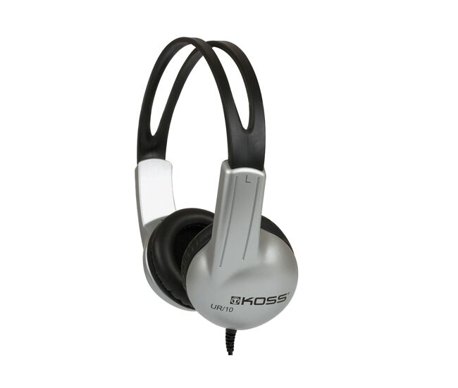 Koss ur10 auriculares con cable, cascos de diadema cerrados, headphones on ear ajustables jack de 3,5 mm, , negro/gris