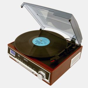 Camry CR 1113 Gira-Discos Retro em Madeira, 33-45-78 RPM, Rádio AM-FM, Estéreo, Vintage, Despertador, AUX 3,5 mm, Visor LCD, , Castanho