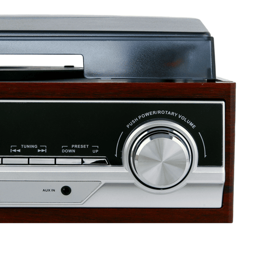 Camry CR 1113 Gira-Discos Retro em Madeira, 33-45-78 RPM, Rádio AM-FM, Estéreo, Vintage, Despertador, AUX 3,5 mm, Visor LCD, , Castanho