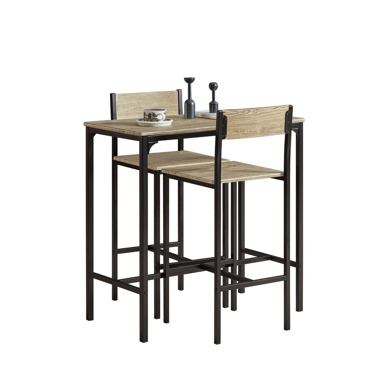 Juegos de muebles altas, mesa de cafetería, 3 piezas set de balcón, set de bar l89cm x d45cm x h86,5cm ogt03-n sobuy