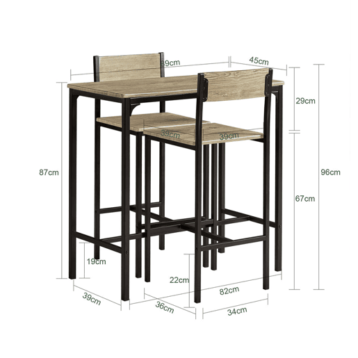 Conjunto de mesa alta e 2 bancos OGT03-N SoBuy