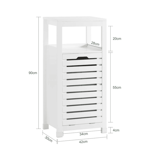 SoBuy Armário de casa de banho com cesto para roupa suja BZR67-W