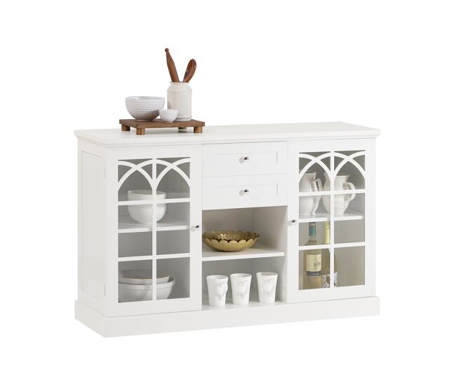 Aparador cocina mueble vitrina de cristal con 2 puertas y 2 cajones 120 x 39 x 78 cm fsb79-w sobuy