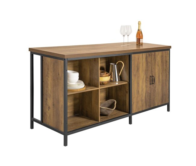 Aparador de comedor con 2 puertas y 4 compartimentos cúbicos 170 x 60 x 89 cm knl01-f sobuy