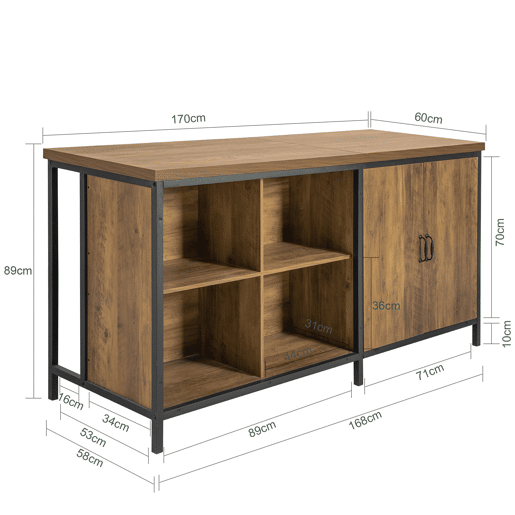 Aparador de jantar com 2 portas 4 compartimentos KNL01-F SoBuy