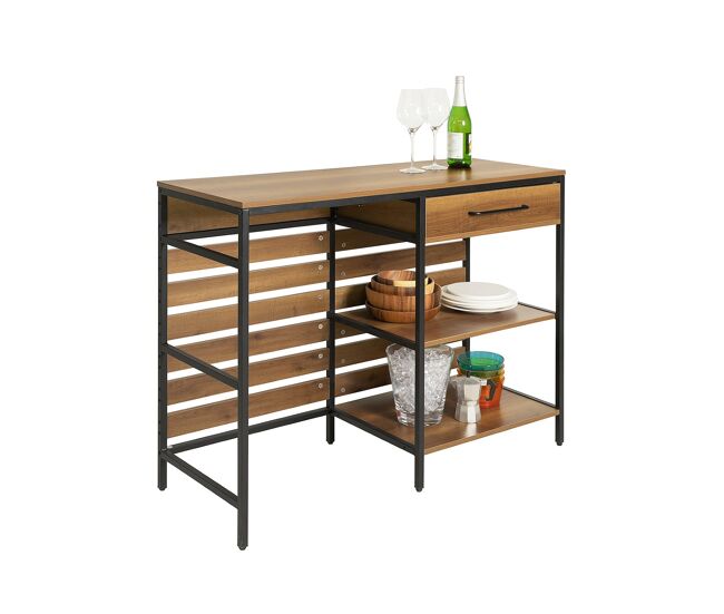 Sobuy aparador de comedor mesa de cocina con cajón y 2 estantes, estructura de acero estable fsb71-pf