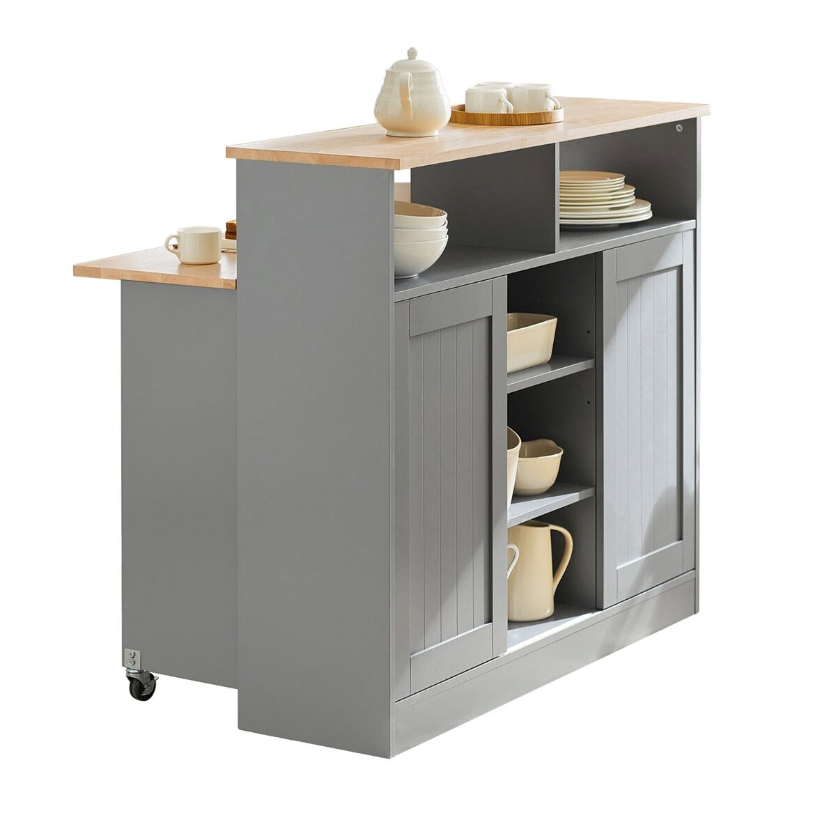 Aparador de almacenamiento con encimera extensible isla de cocina armario de cocina múltiple 110 x 97 x 68 cm fsb36-hg sobuy