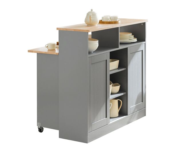 Aparador de almacenamiento con encimera extensible isla de cocina armario de cocina múltiple 110 x 97 x 68 cm fsb36-hg sobuy