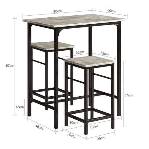 Conjunto Mesa de bar alta e 2 bancos OGT10-HG SoBuy