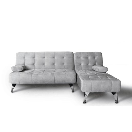 Sofá-cama com chaise longue e mesa de centro cinzenta Sofá-cama com chaise longue e mesa de centro cinzenta