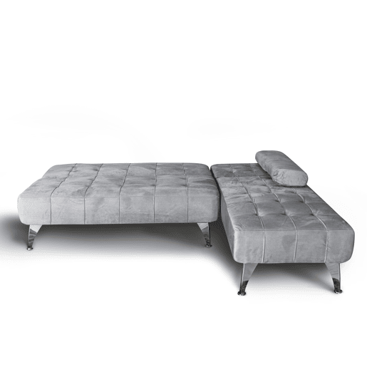 Sofá-cama com chaise longue e mesa de centro cinzenta Sofá-cama com chaise longue e mesa de centro cinzenta