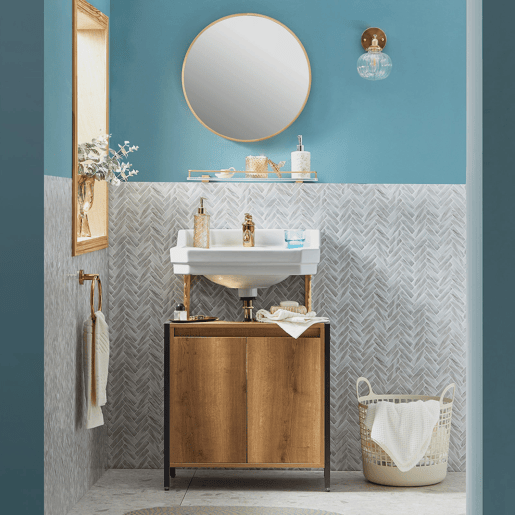 Móvel de casa de banho 1 prateleira 2 portas BZR63-PF SoBuy