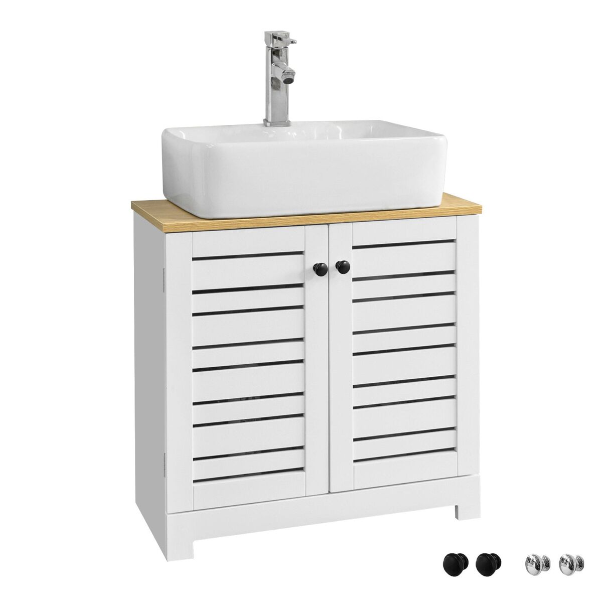 Mueble de baño para baño, color blanco y natural, 60 x 30 x 59 cm bzr40-w sobuy