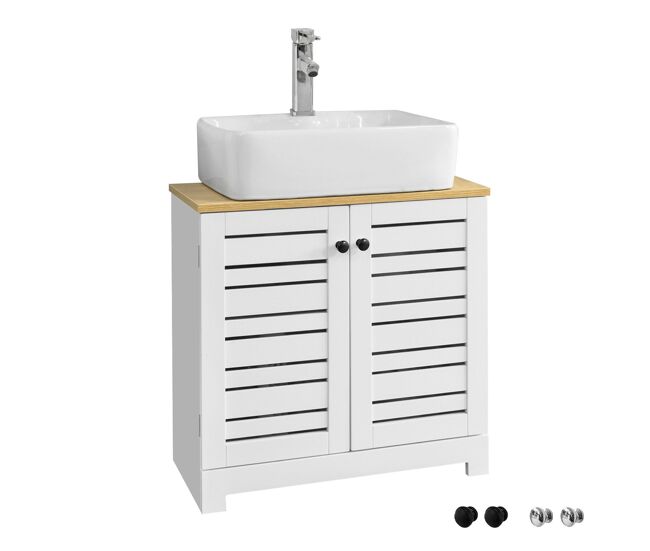 Mueble de baño para baño, color blanco y natural, 60 x 30 x 59 cm bzr40-w sobuy