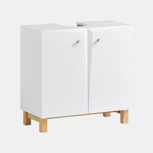 Armário de casa de banho sob o lavatório com 2 portas e prateleira BZR92-W SoBuy