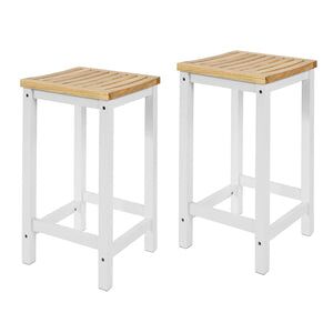 2 x taburetes de bar cuadrado silla cocina madera de caucho y pino blanco fst29-wnx2 sobuy