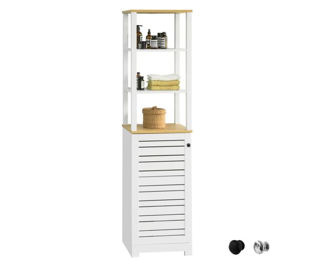 Armario baño alta mueble columna de baño armario para baño con 5 estantes estanterías de baño blanco medidas: 40x30x160cm bzr43-w sobuy