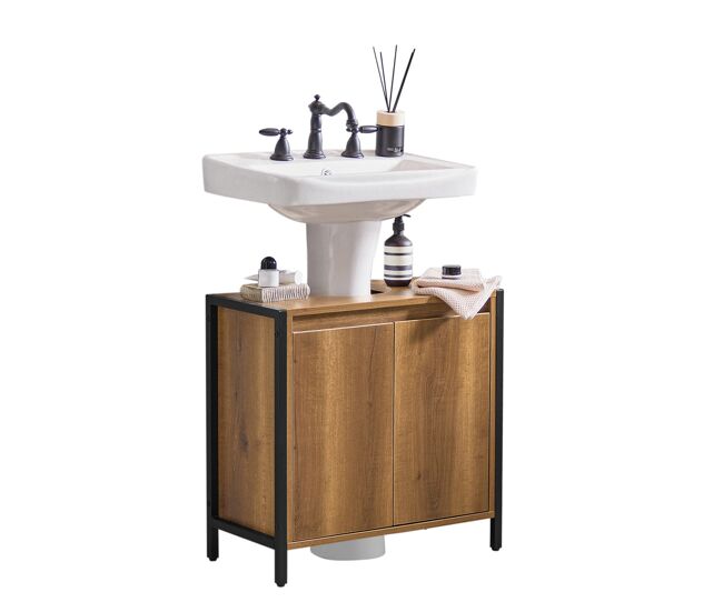 Mueble para debajo del lavabo armario de baño de suelo 1 estante y 2 puertas 60 x 30 x 60 cm bzr63-ii-pf sobuy