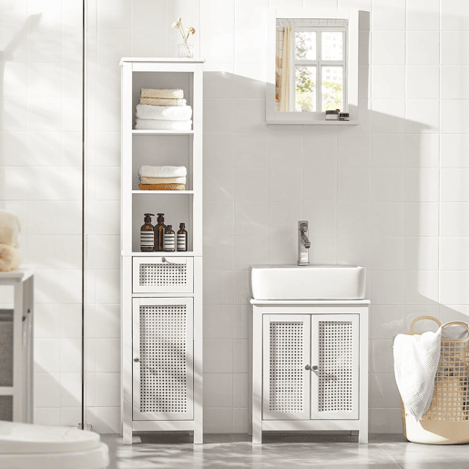 Armário de lavatório com 2 níveis e 2 portas BZR35-W SoBuy