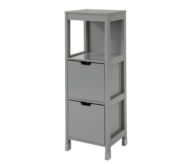 Mueble columna de baño armario para baño-1 estantes y 2 cajones gris oscuro frg127-sg sobuy