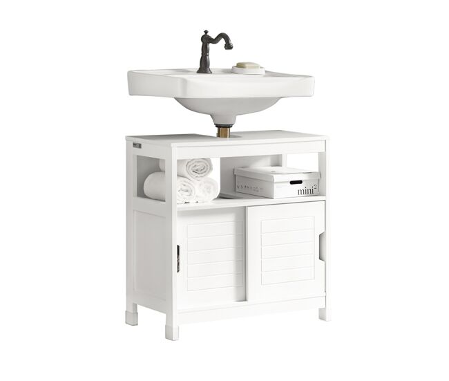 Mueble para debajo del lavabo,armario de baño de suelo,1 estante y 2 puertas correderas,h60cm,frg128-w sobuy