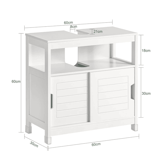 Móvel de casa de banho 1 prateleira 2 portas FRG128-W SoBuy